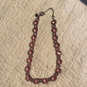 J crew jewel necklace pinky lavender colored stones gunmetal